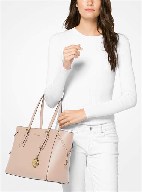 michael kors voyager medium crossgrain leather tote|Michael Kors saffiano tote.